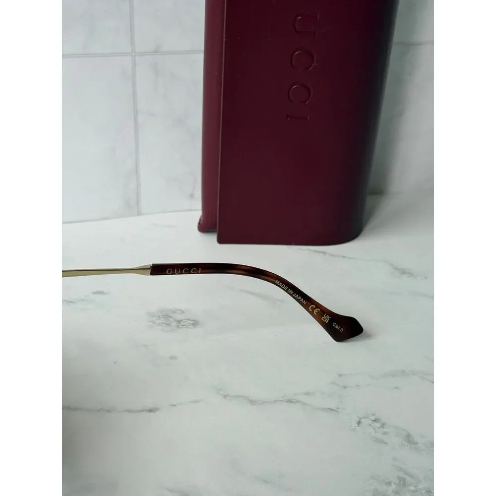 NEW Gucci GG1099SA Gold Brown Lens Navigator Sunglasses